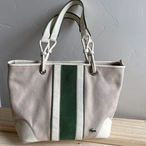 𝅺Lacoste canvas leather shoulder bag